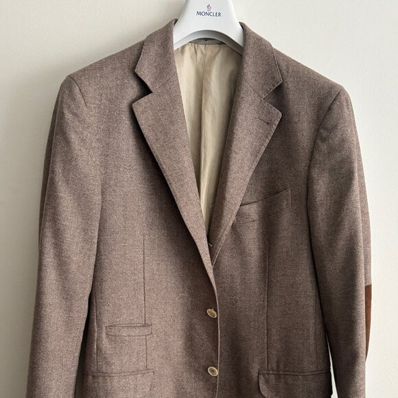 Brunello Cucinelli Other - $5500 Brunello Cucinelli Wool Cashmere Herringbone Sport Coat Elbow Patch - 40